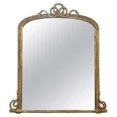 19th Century Gold Gilt Rope and Bow Motif Mirror