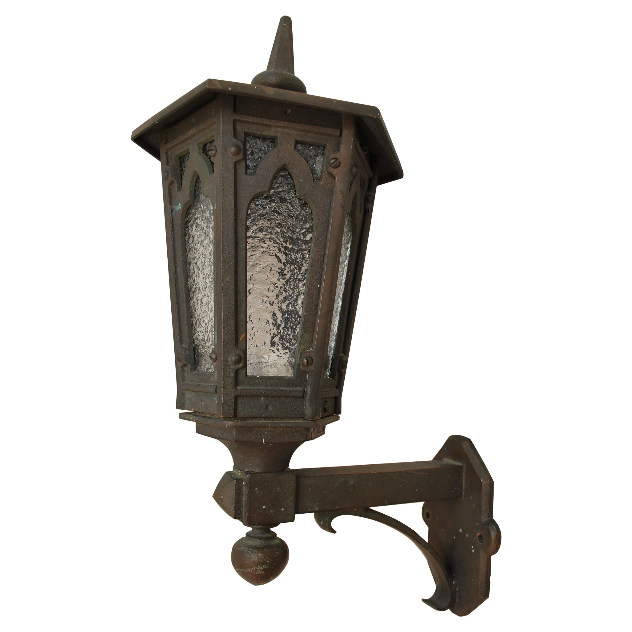 Single 1920's cast iron outdoor sconce For Sale