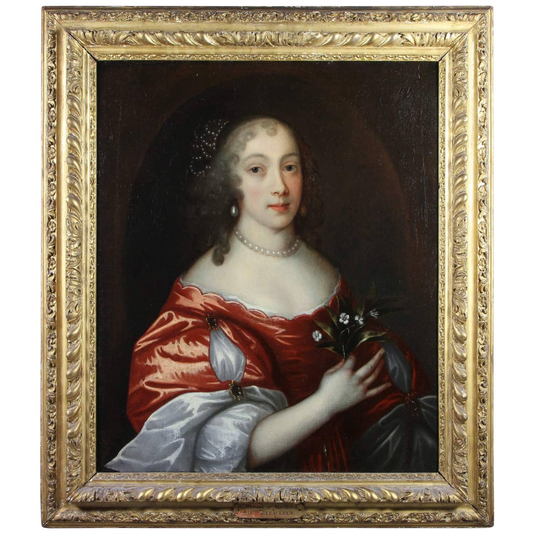 Framed Charles II Oil on Canvas of a Noblewoman