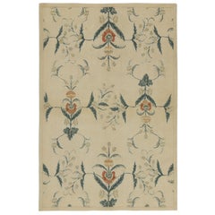 Rug & Kilim’s European Style Flat Weave in Creamy White with Green Floral