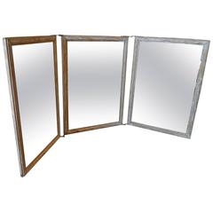 Antique French XIX Three Panel Vanity Mirror