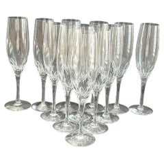 Retro Orrefors “Prelude” Crystal Clear Champagne Flutes (12 pcs)