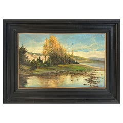 Oil Painting of a Beautiful Landscape with a Lake