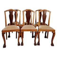 Antique Set of 6 Chippendale Chairs in Light and Dark Mahogany -1X56