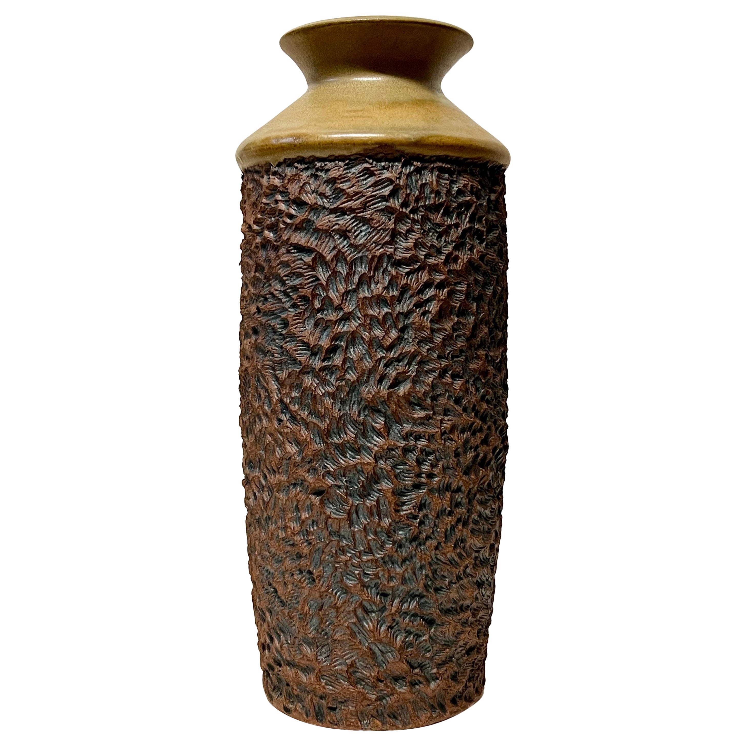 Fantastic Early Tall Sculpted Vase by Anne Goldman  For Sale