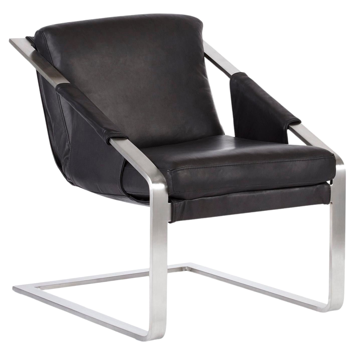 Garcon Chair in Black Nubuck Leather For Sale