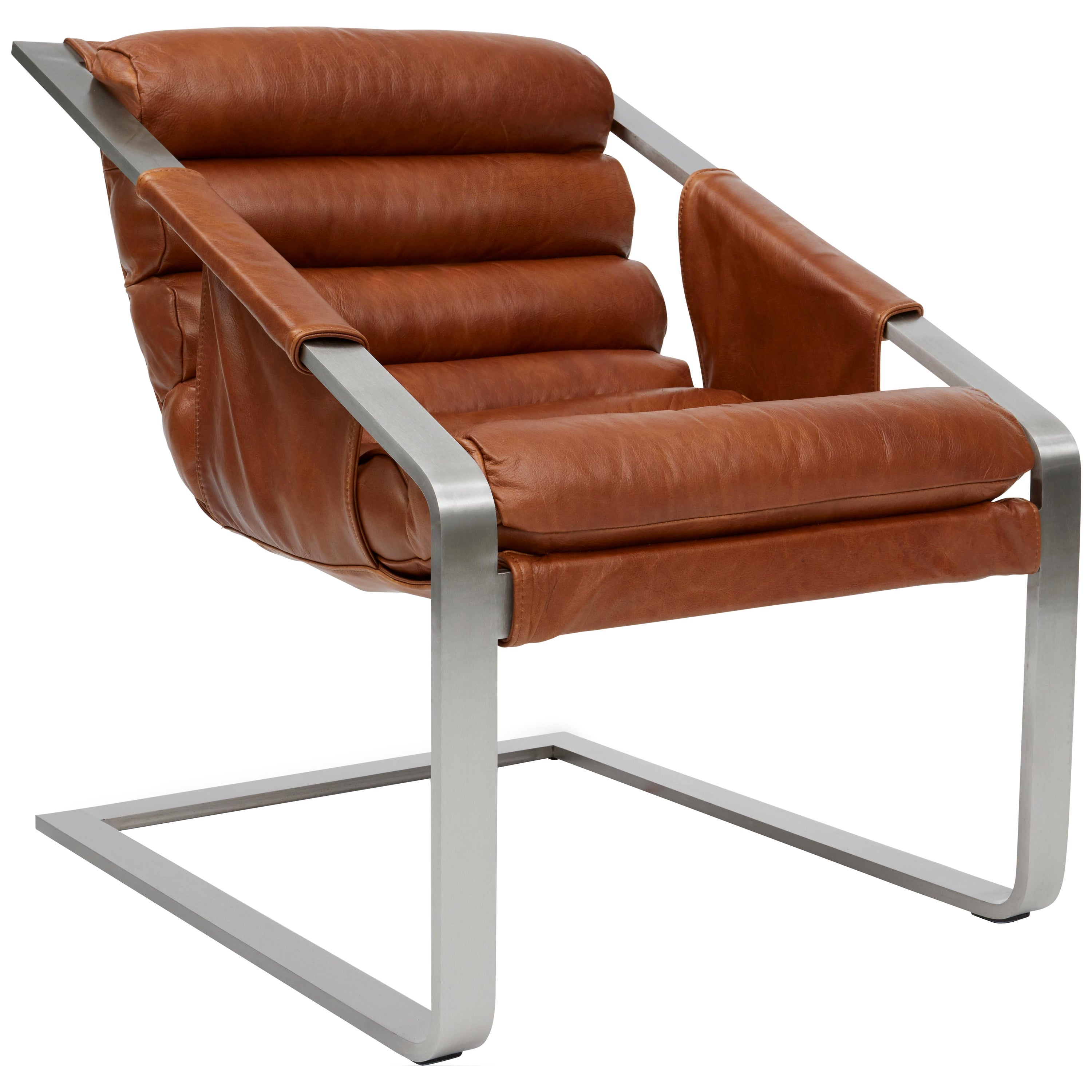 Patine Chair in Brown Leather For Sale