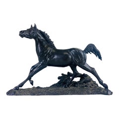 Antike Pferdeskulptur aus Bronzeguss aus dem späten 19. Jahrhundert.
