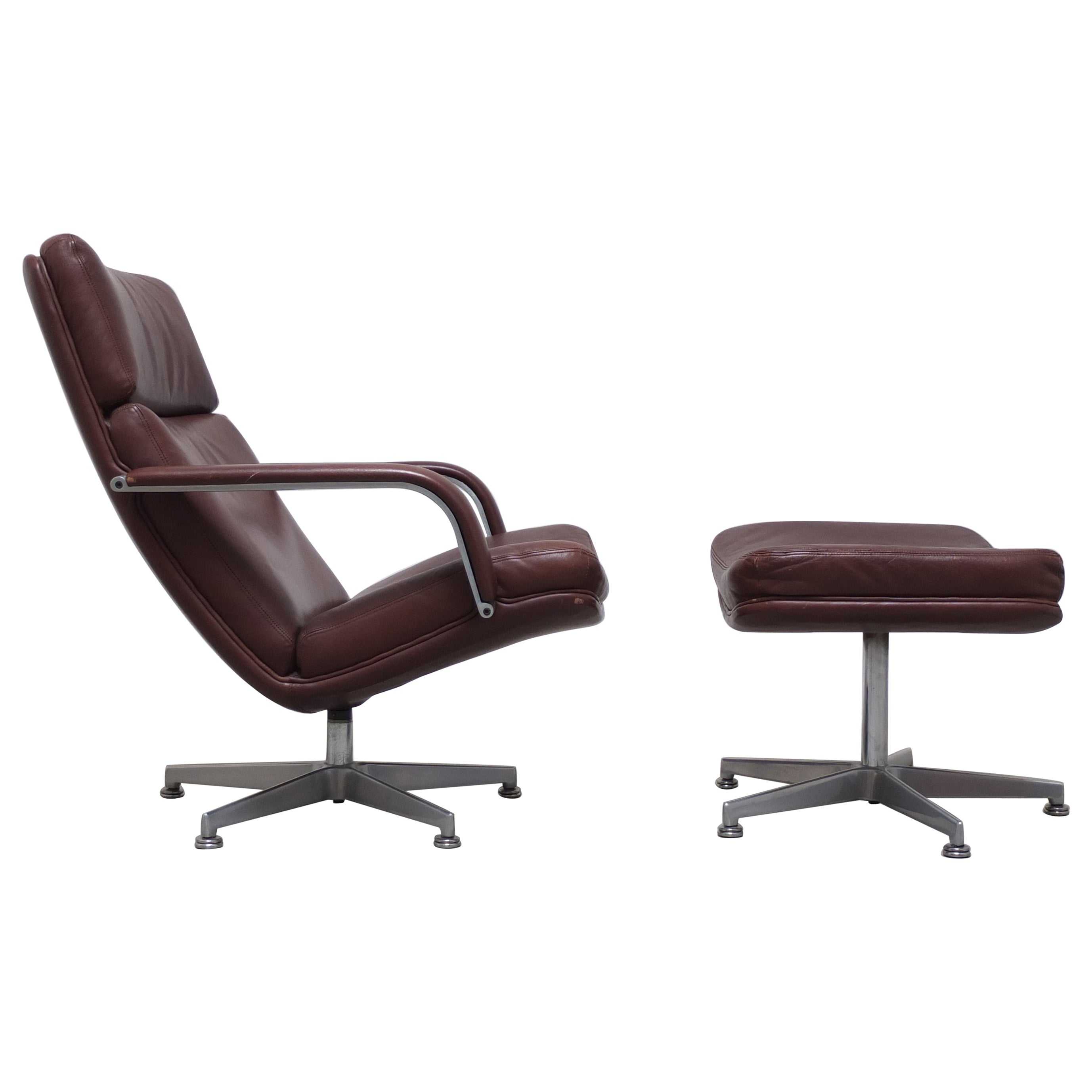 Early 'F141' Lounge Chair with Ottoman by Geoffrey Harcourt for Artifort, 1972