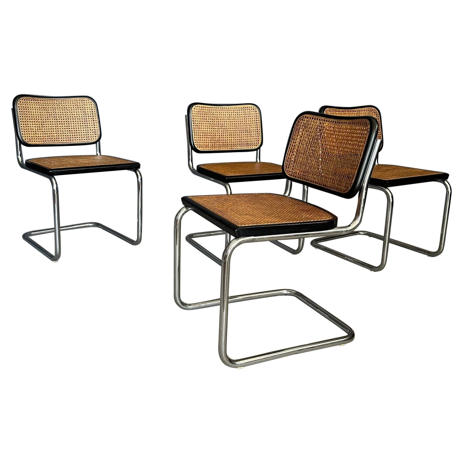  4 CESCA chairs model B.32, design by Marcel Breuer for Gavina, 1970s For Sale