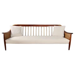 Greaves & Thomas Cream Ivory Three Seater Sofa Mid Century Used Retro MCM