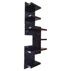 Vintage Marcello Siard for Kartell Set of 6 Black Plastic Shelves, Italy  1970s