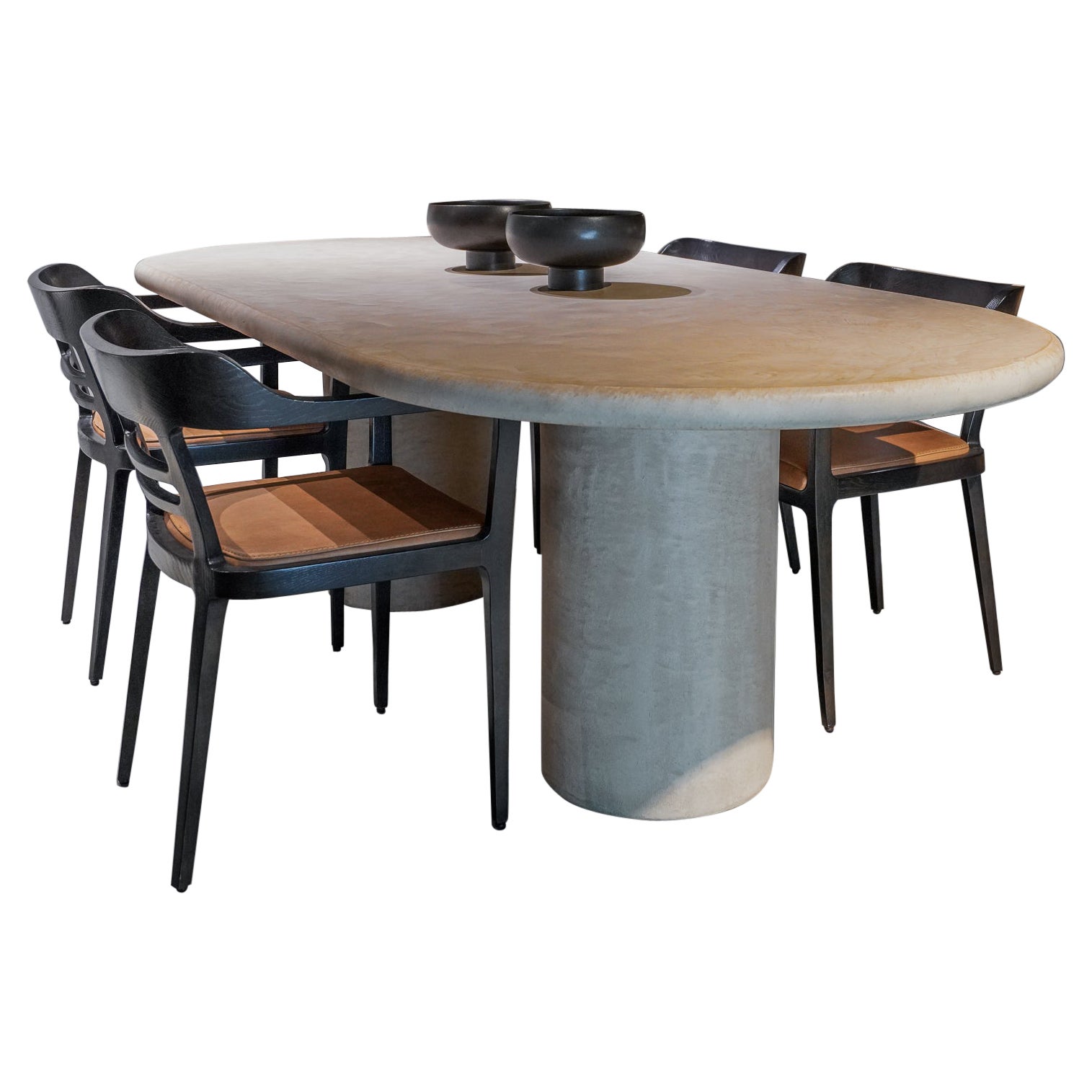 Liz Tables Oval Dining Table in Mortex  For Sale