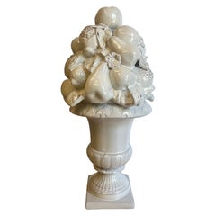 Large Mid 20th Century Italian White Blanc De Chine Creamware Fruit Topiary