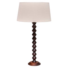 Charles Dudouyt Attribuito Lampada da tavolo alta in Oak, Francia, anni '50