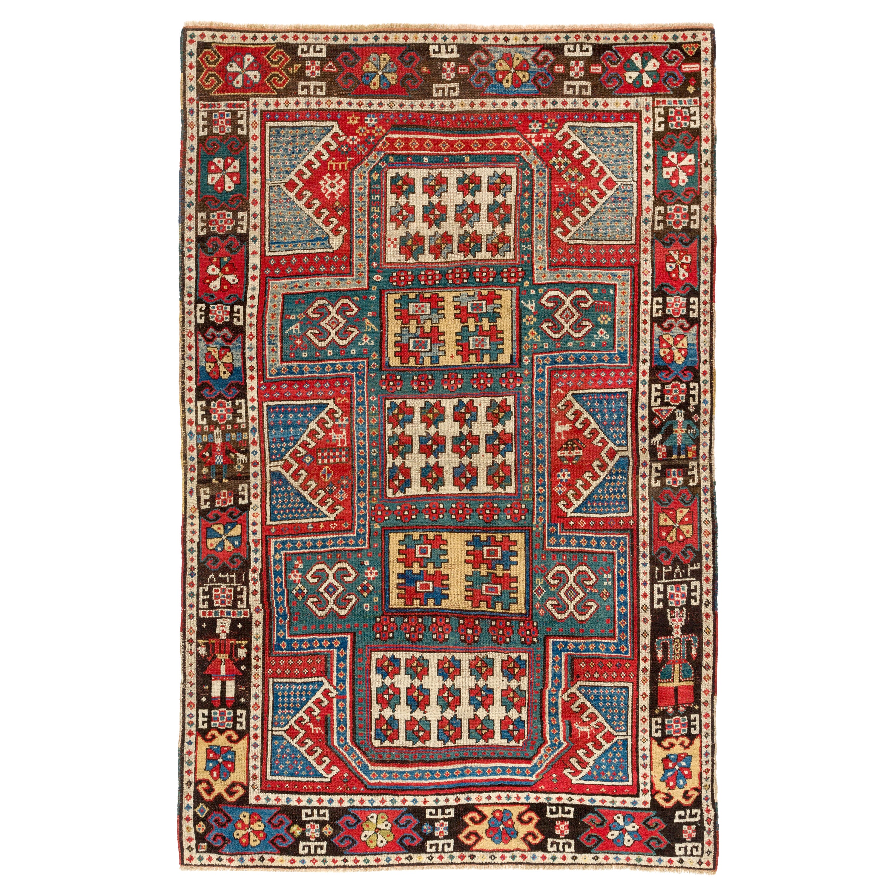 Caucasian Wedding Rug, The Best of a Small Group of Sewan Kazak Rugs, Dated 1860 For Sale