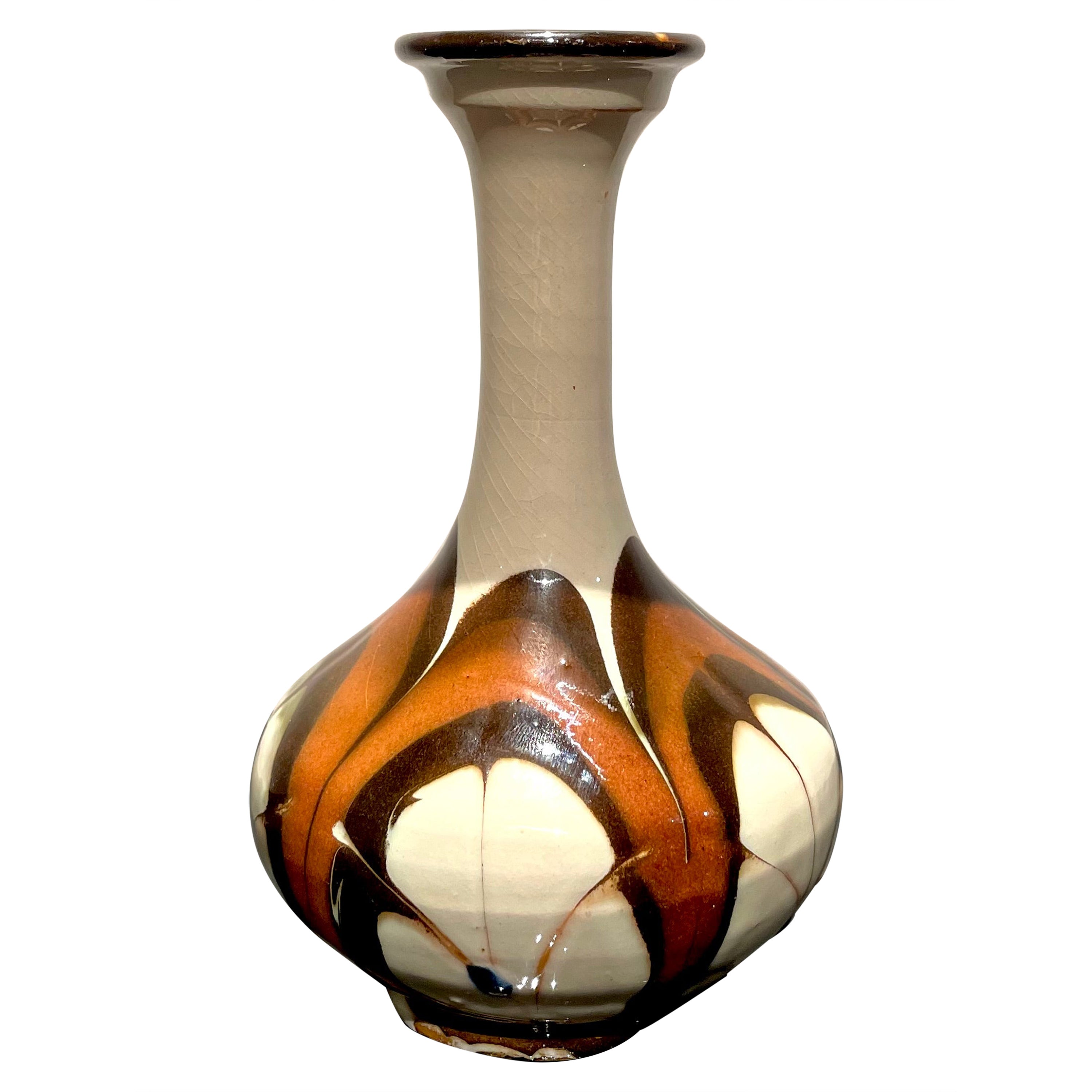 1920s Danish 16 cm Ceramic High Necked Baluster Shaped Vase by Herman Kähler For Sale