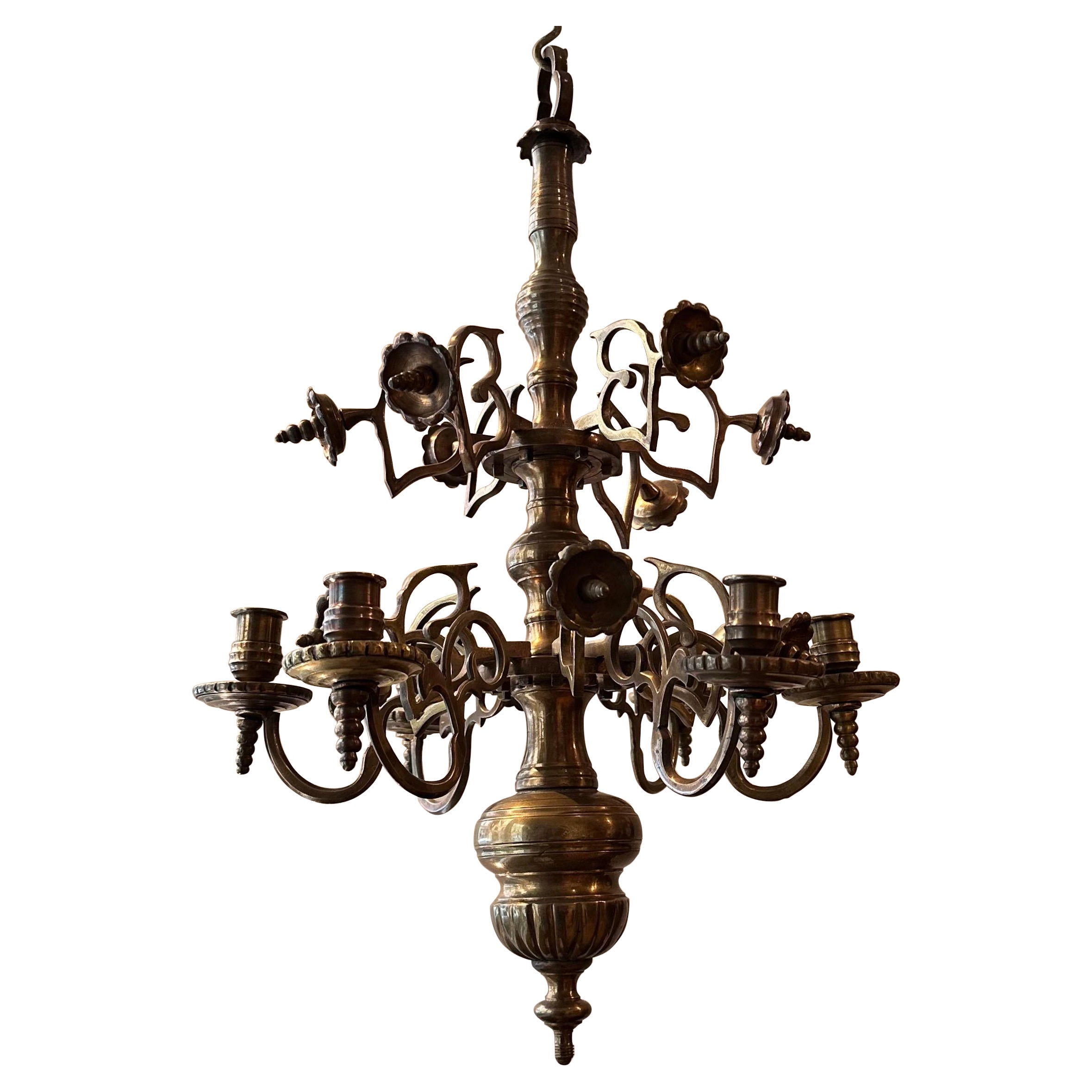 Small Synagogue Bronze Chandelier, 19th Century 17th Century Style