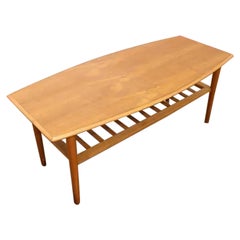 Mid Century Teak Danish Style Surf Board Coffee Table