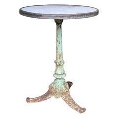 Antique 19th Century French Cast Iron & Marble Bistro Table 