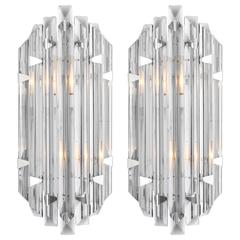 Murano Grey Glass Pair of Sconces in the Style of Venini 1