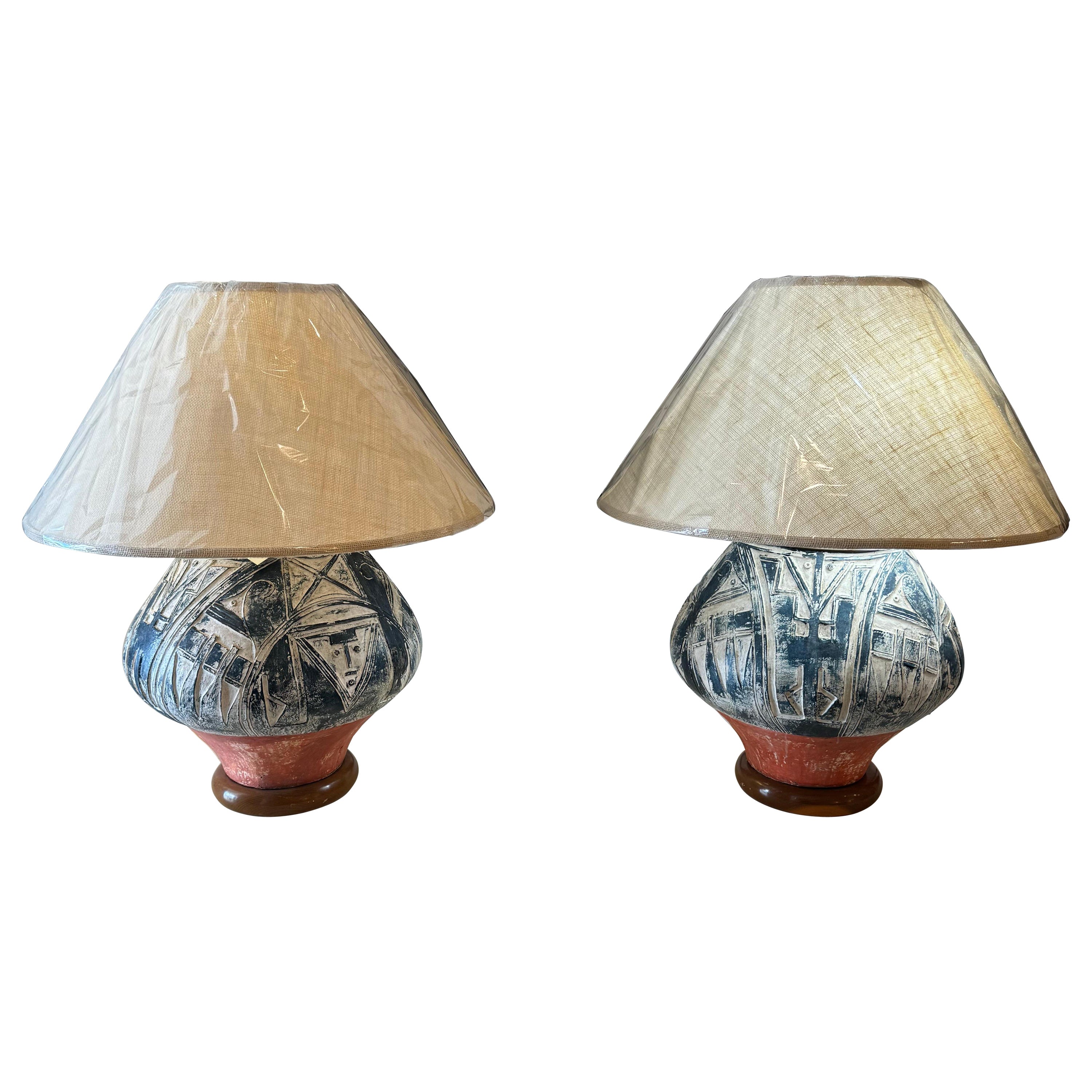 Large Aztec Style Lamps  For Sale