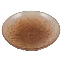 Vintage Pierre Gire also known as Pierre d'Avesn. Smoky Art Deco glass bowl.