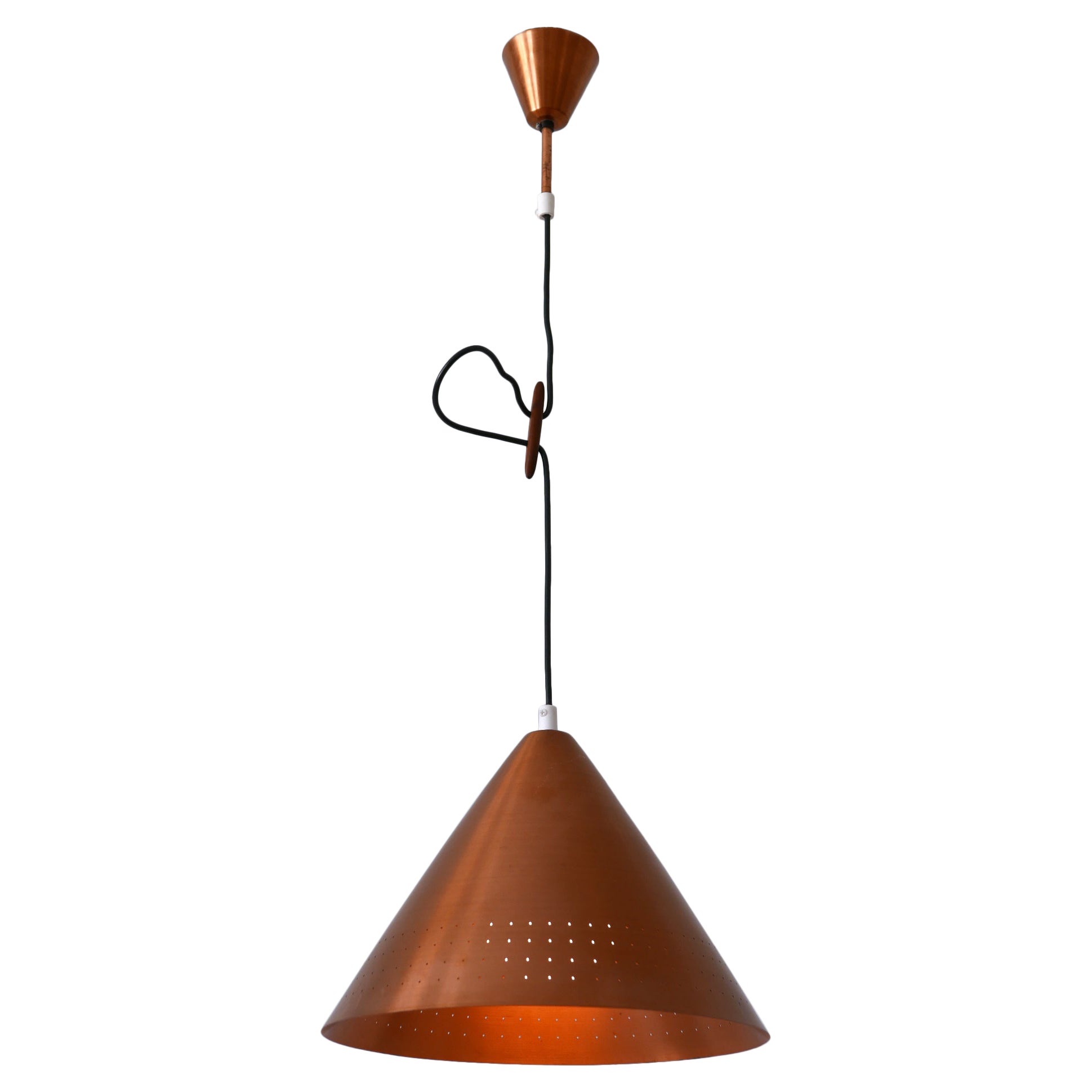 Rare Mid-Century Modern Scandinavian Copper Pendant Lamp or Hanging Light  1960s For Sale