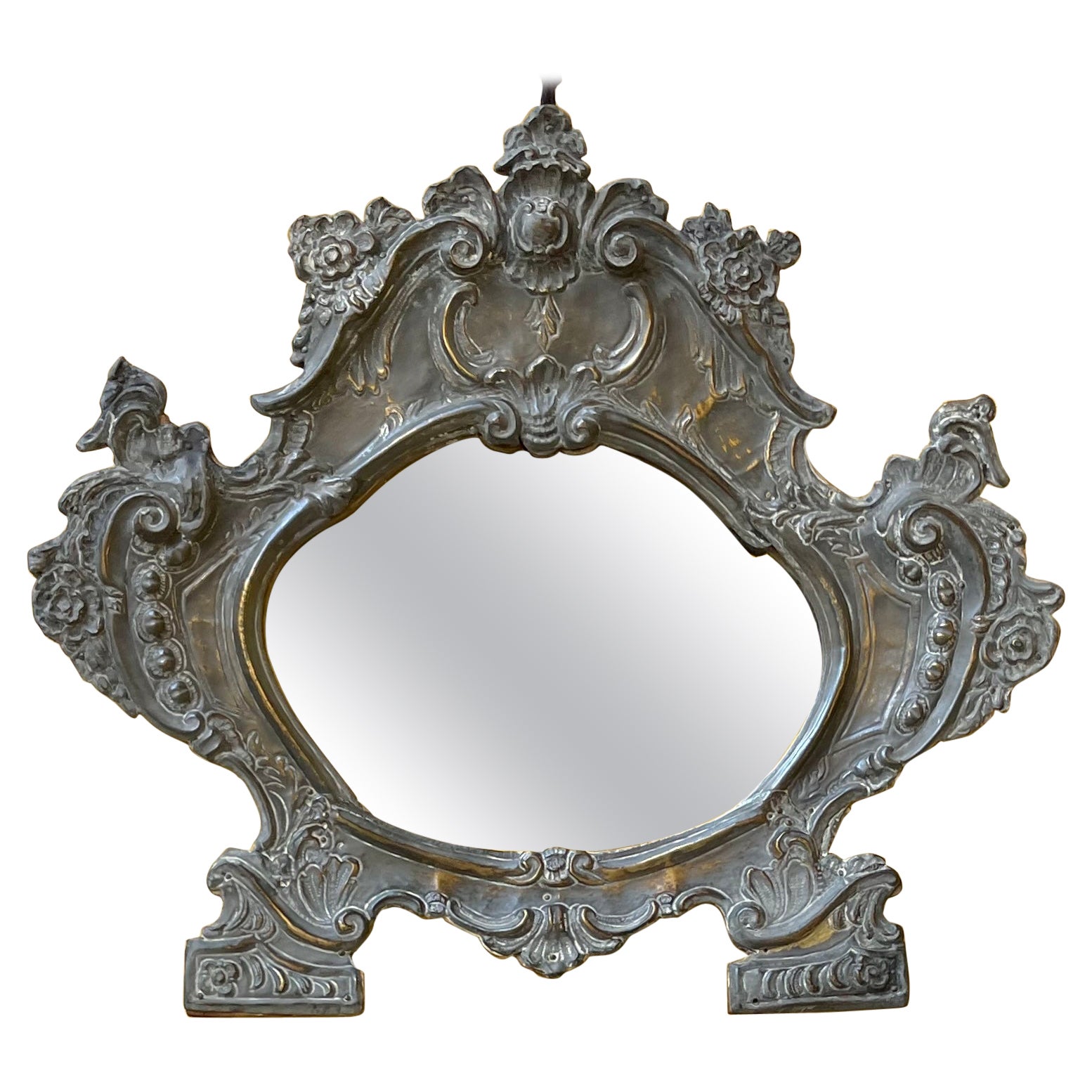 Roman Baroque Metal Mirror  For Sale