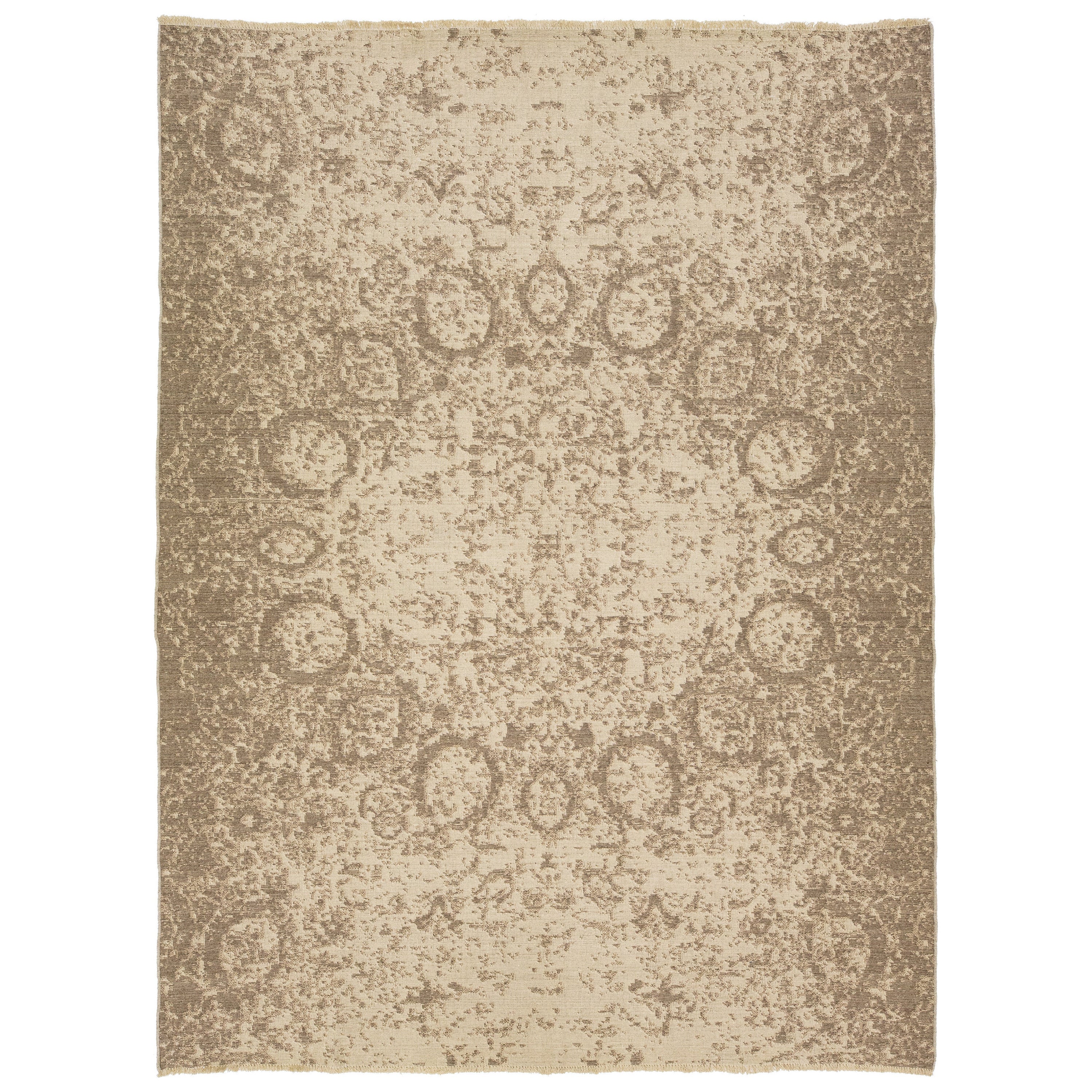 Contemporary Room Size Wool Rug Hand Loom In Beige With Center Design