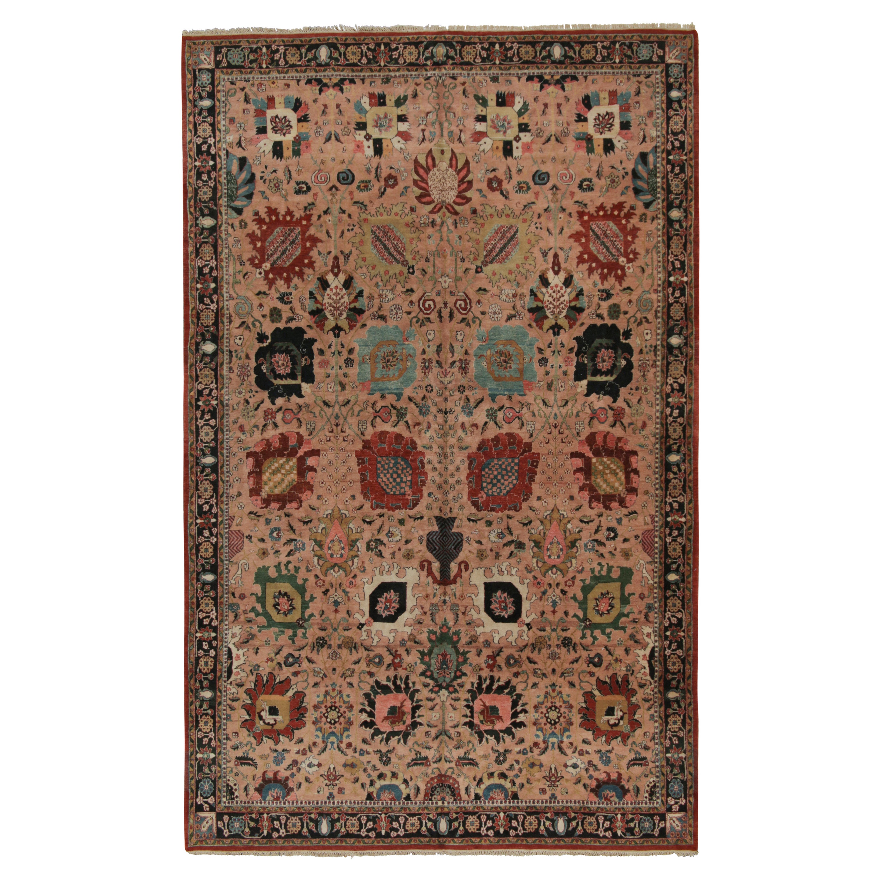 Rug & Kilim’s Persian Style rug in Pink with Polychromatic Floral Patterns For Sale