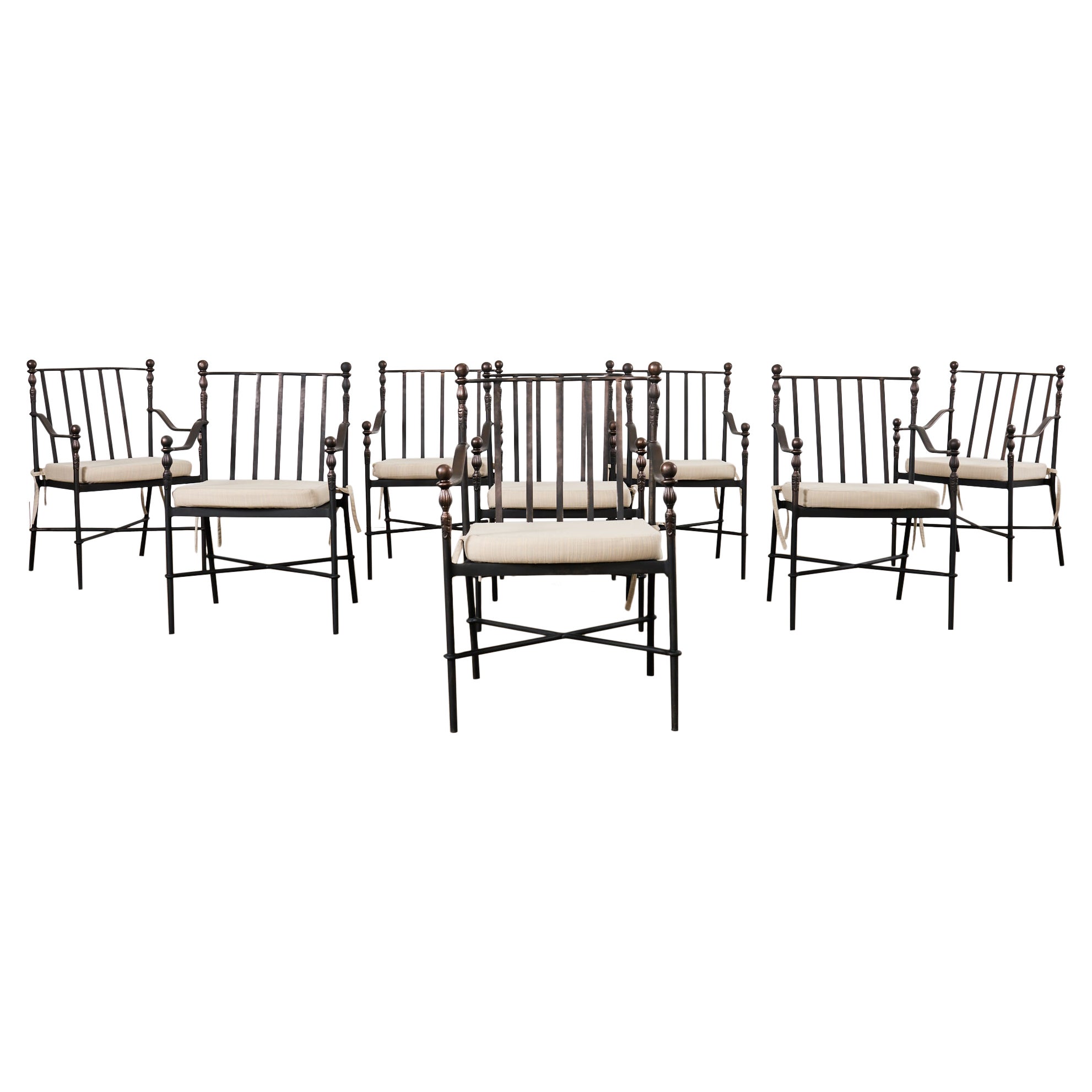 Set of Eight Michael Taylor Montecito Garden Dining Armchairs  For Sale