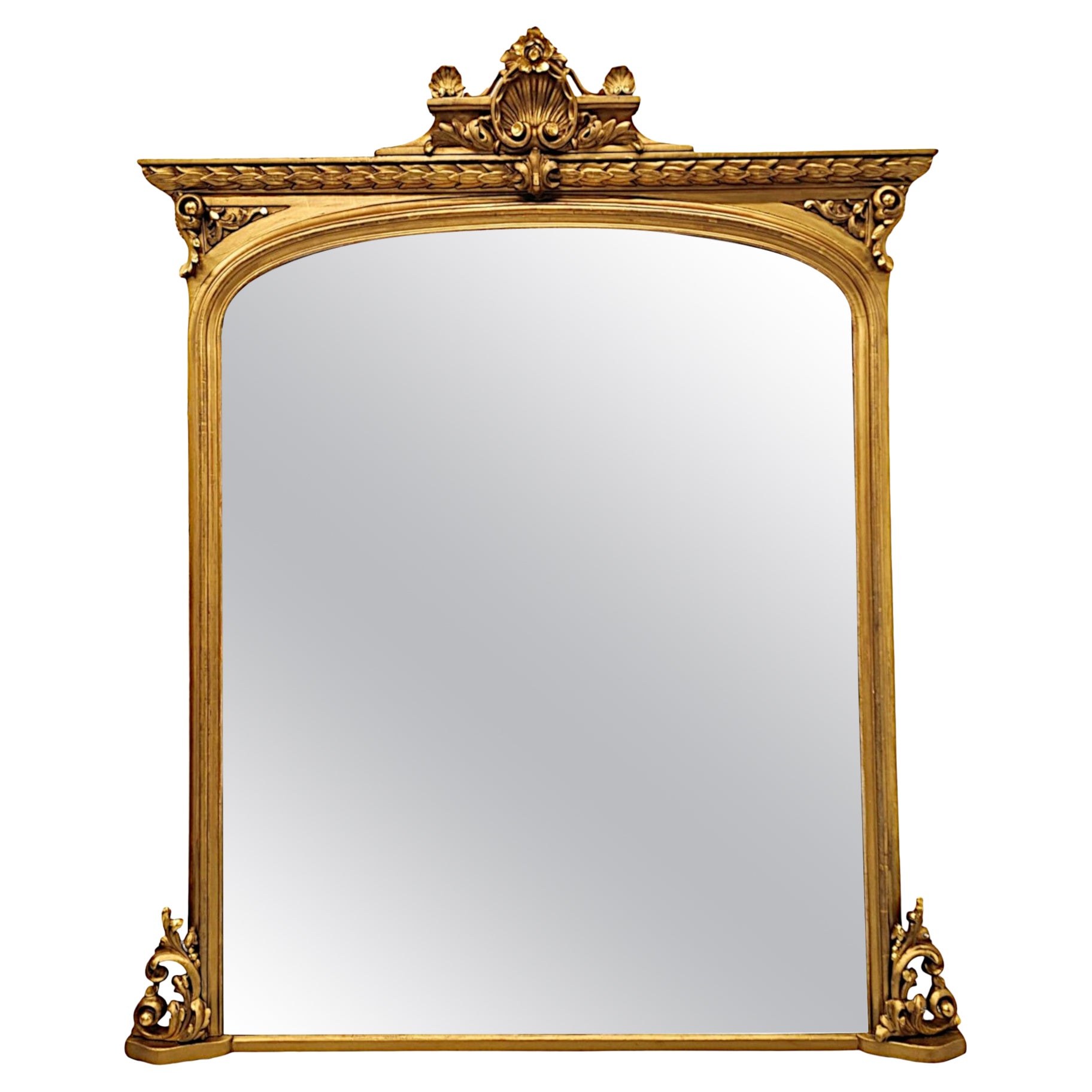  A Fabulous Large 19th Century Giltwood Overmantel Mirror For Sale