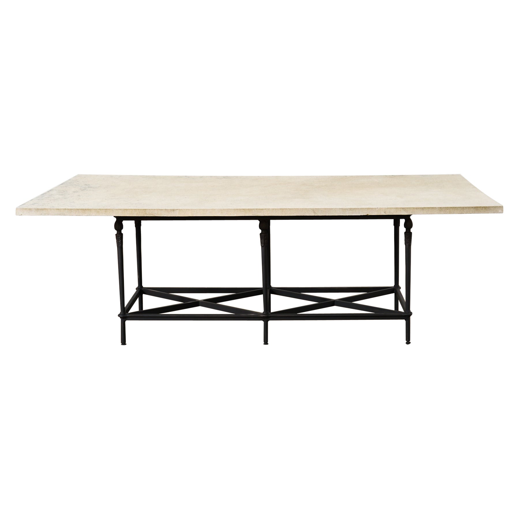 Michael Taylor Montecito Stone Top Garden Dining Table  For Sale