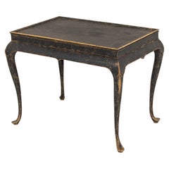 Antique 18th c. Swedish Rococo Period Black Painted Tea Table