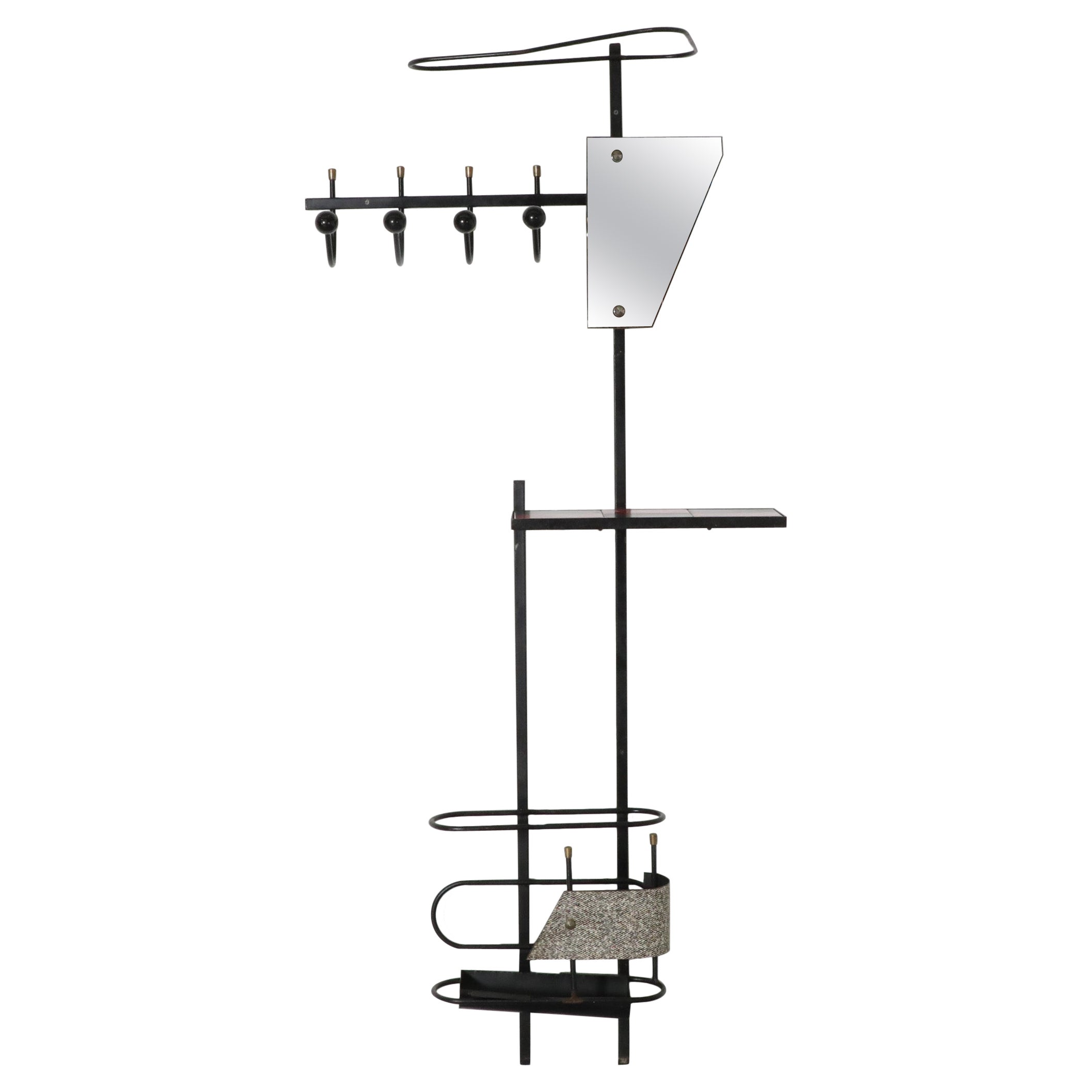 Französischer asymmetrischer Wandventilator mit Spiegel und Umbrella Stand, 1950er Jahre im Angebot