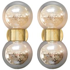 Murano Mercury Glass Globe Brass Sconces