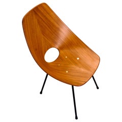 Fully Restored Medea Side Chair in Medium Exotic Hardwood, Nobili, 1955 Italy