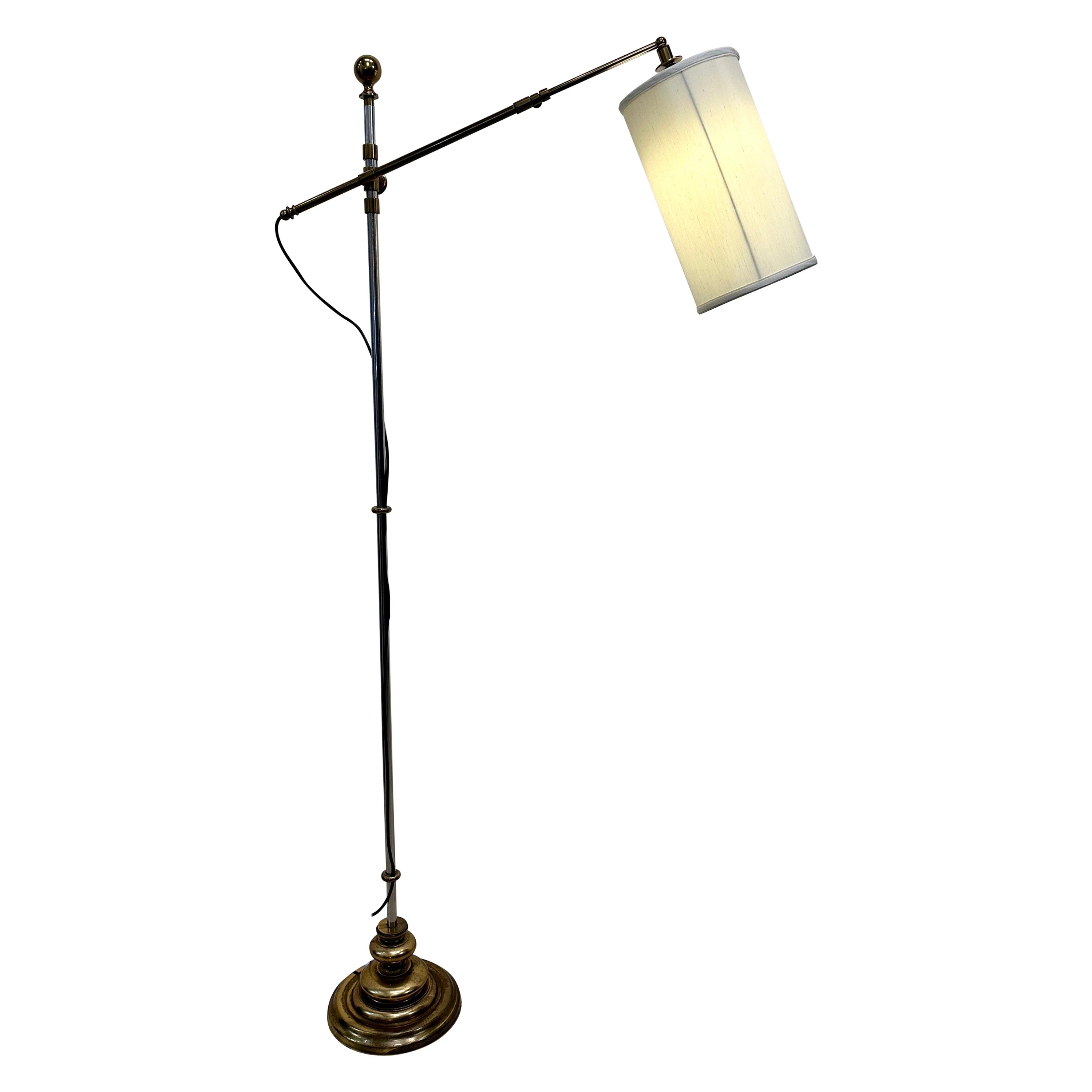 Vintage Mixed-Metal Italian Articulating Floor Lamp For Sale