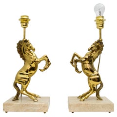 Attributed to Maison Charles Mid-Century Modern Horsed French Table Lamps, 1970s