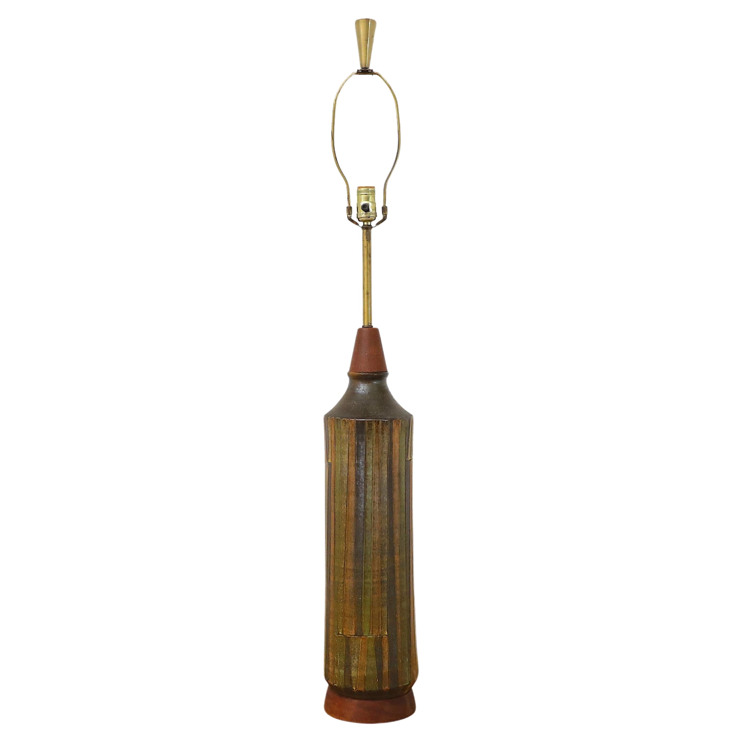 Lámpara de sobremesa grande de cerámica artística italiana Aldo Londi Milano Moderno Bitossi en venta