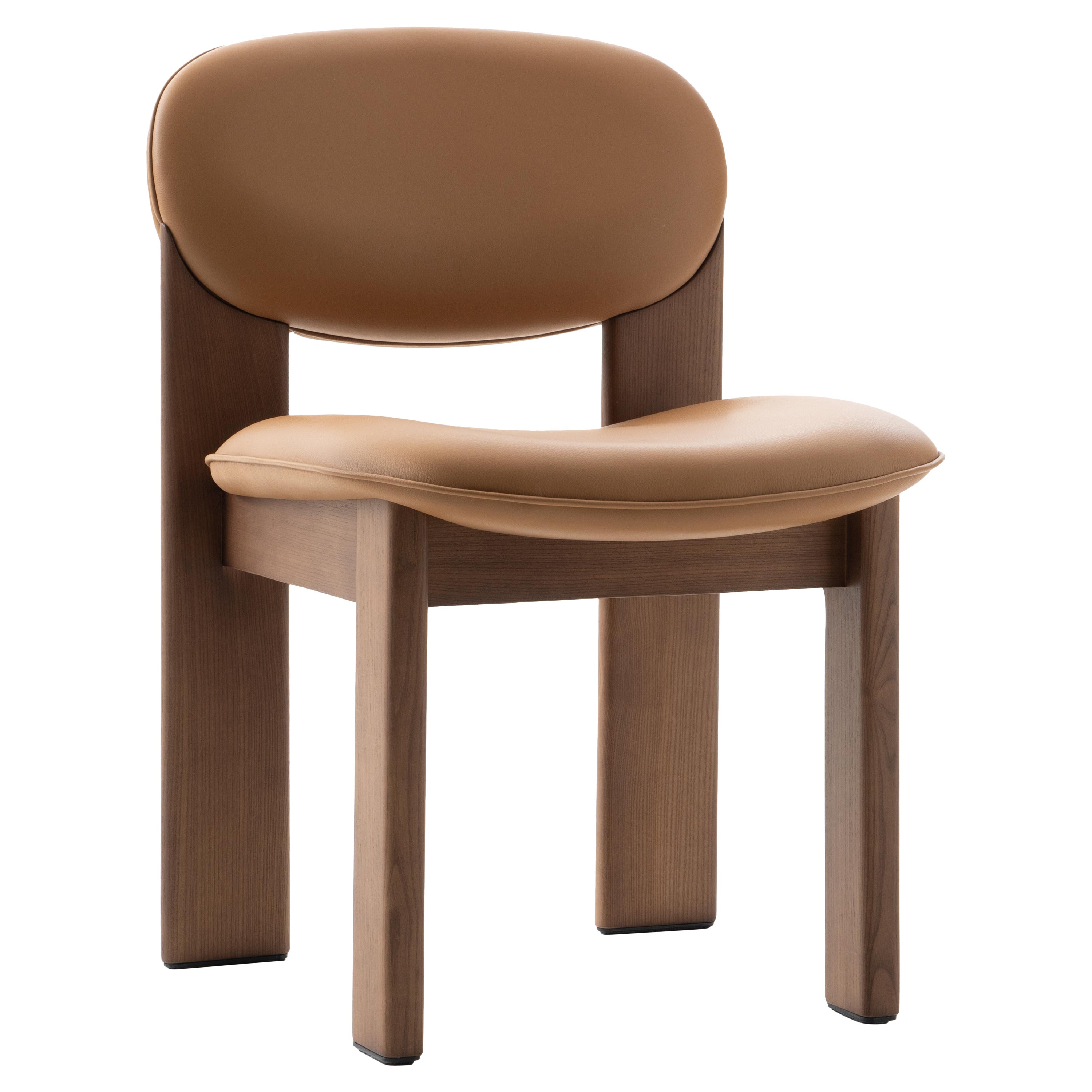 Contemporary Dining Chair 'Archipen' by Noom, Leather Cashmere, Biscotto For Sale