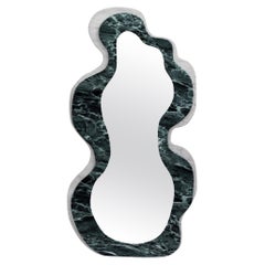 FORM(LA) Onda Floor Mirror 78”H x 42”W x 1.5”D Verde Alpi & Carrara Marble