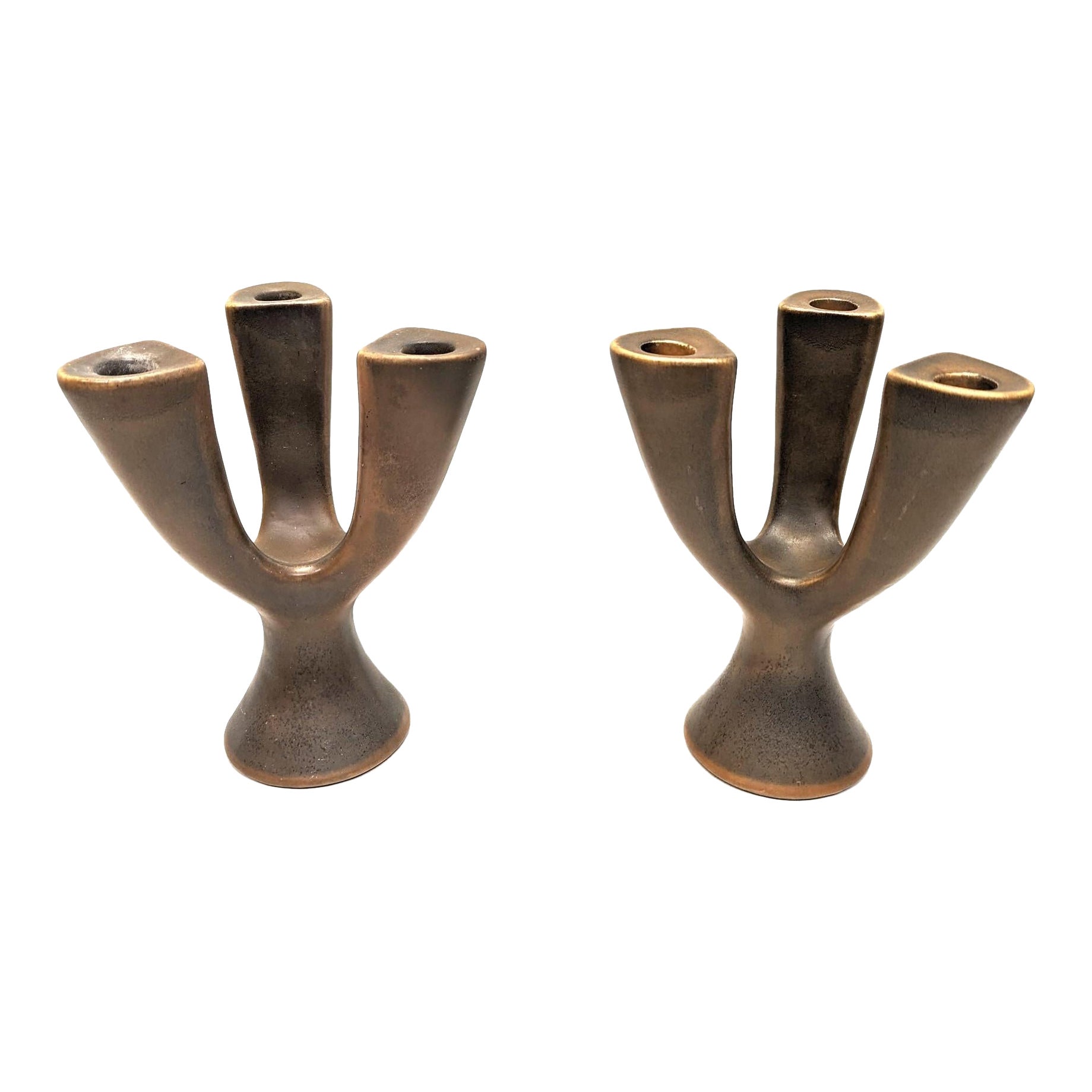 French Modernist St. Clement Ceramic Sapho Candelabra's  For Sale