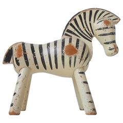 Vintage Kay Bojesen Original painted Beech Zebra Figure with Patina, 1940s danish modern