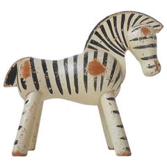 Kay Bojesen Original painted Beech Zebra Figure with Patina, 1940s danish modern