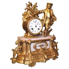 19th Century French Gold and Alabaster Clock