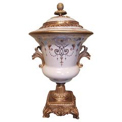  Ceramic Urn with Brass and Gold Accents