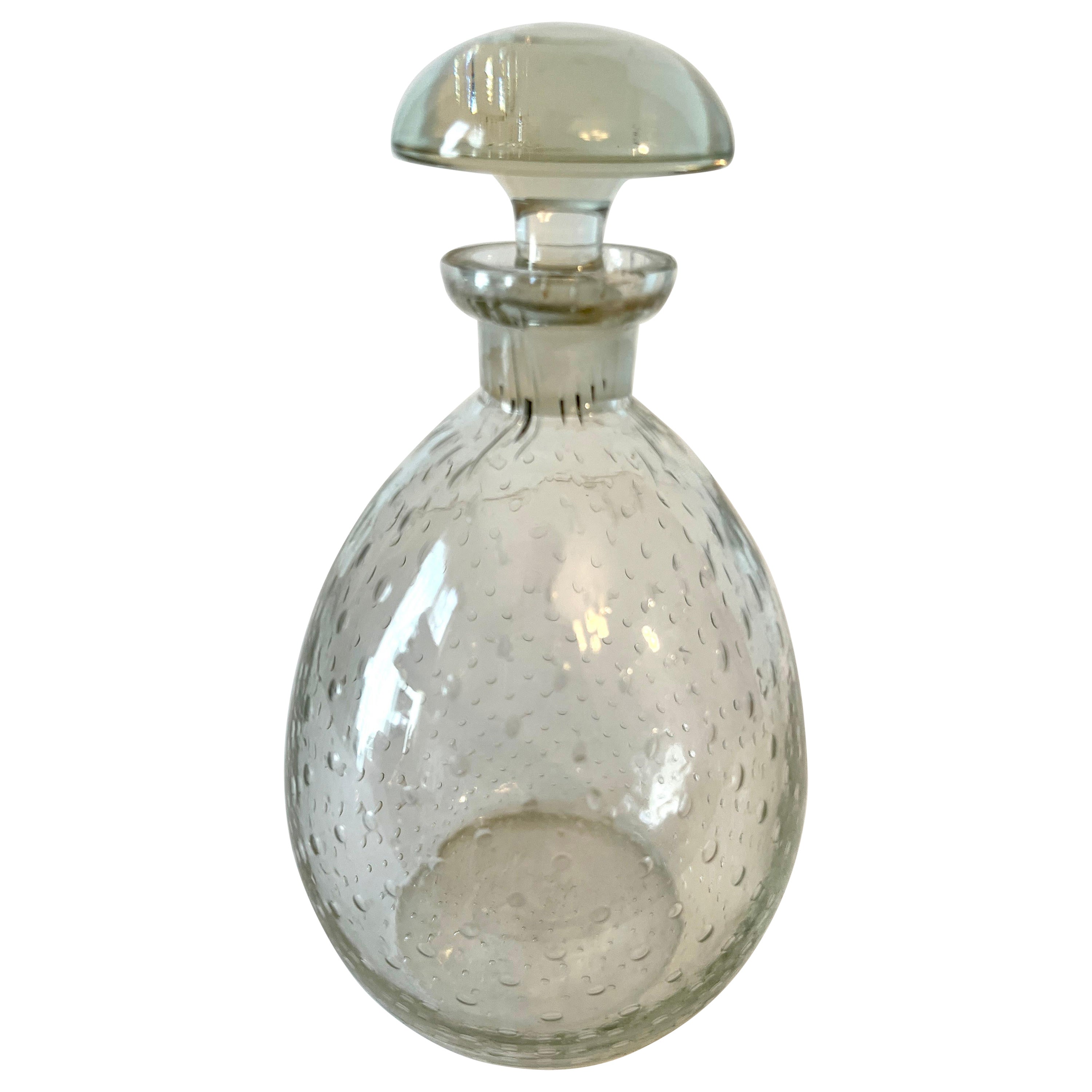 Small Glass Decanter with Bubbles and with Stopper  For Sale