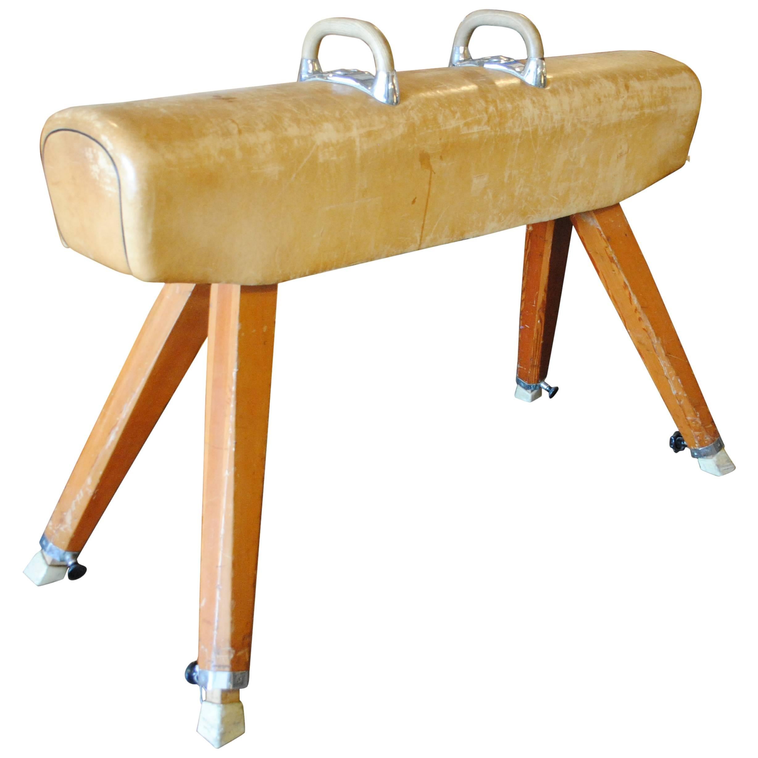 20th Century Full-Size Leather Pommel Horse
